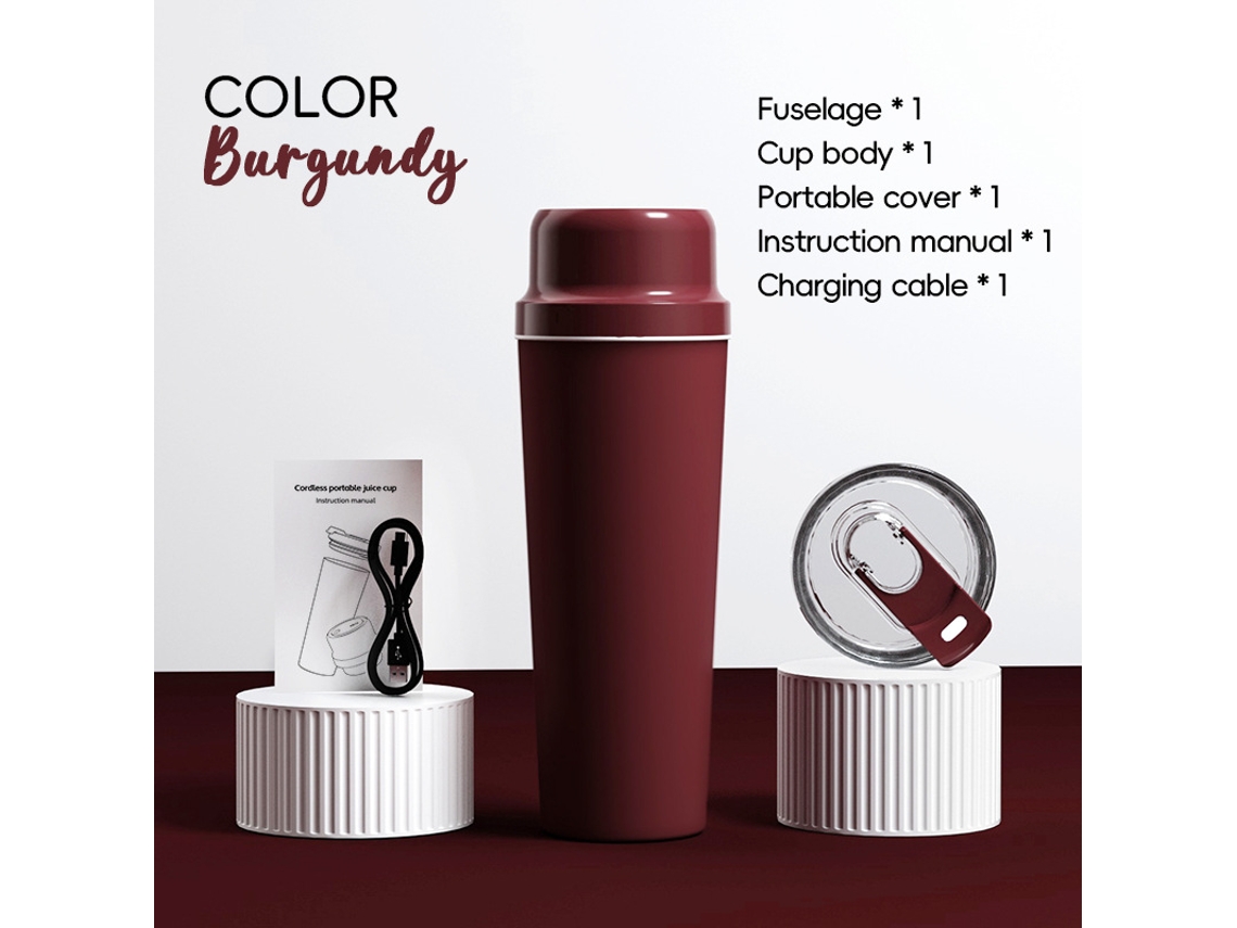 Exprimidor de frutas Eifson USB, 650 ml, 20 cuchillas, 3000 mAh (rojo)