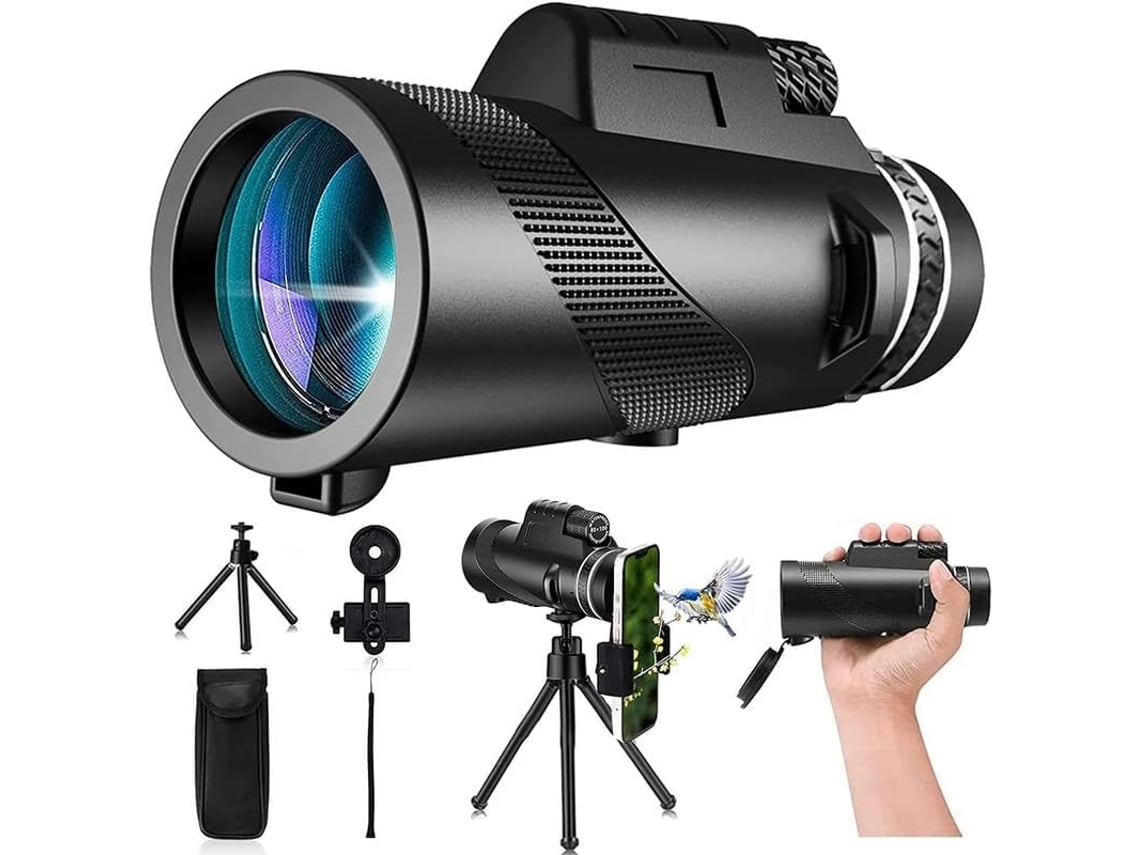 Telescopio monocular HD 2024 de alta potencia 80x100 para adultos, con soporte para teléfono inteligente y trípode, Gusshious