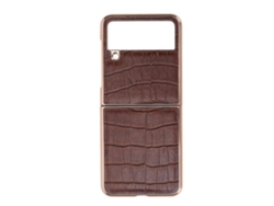 Capa De Couro Para Samsung Galaxy Z Flip4 Protetora Anti-risco Tela Dobrável Marrom