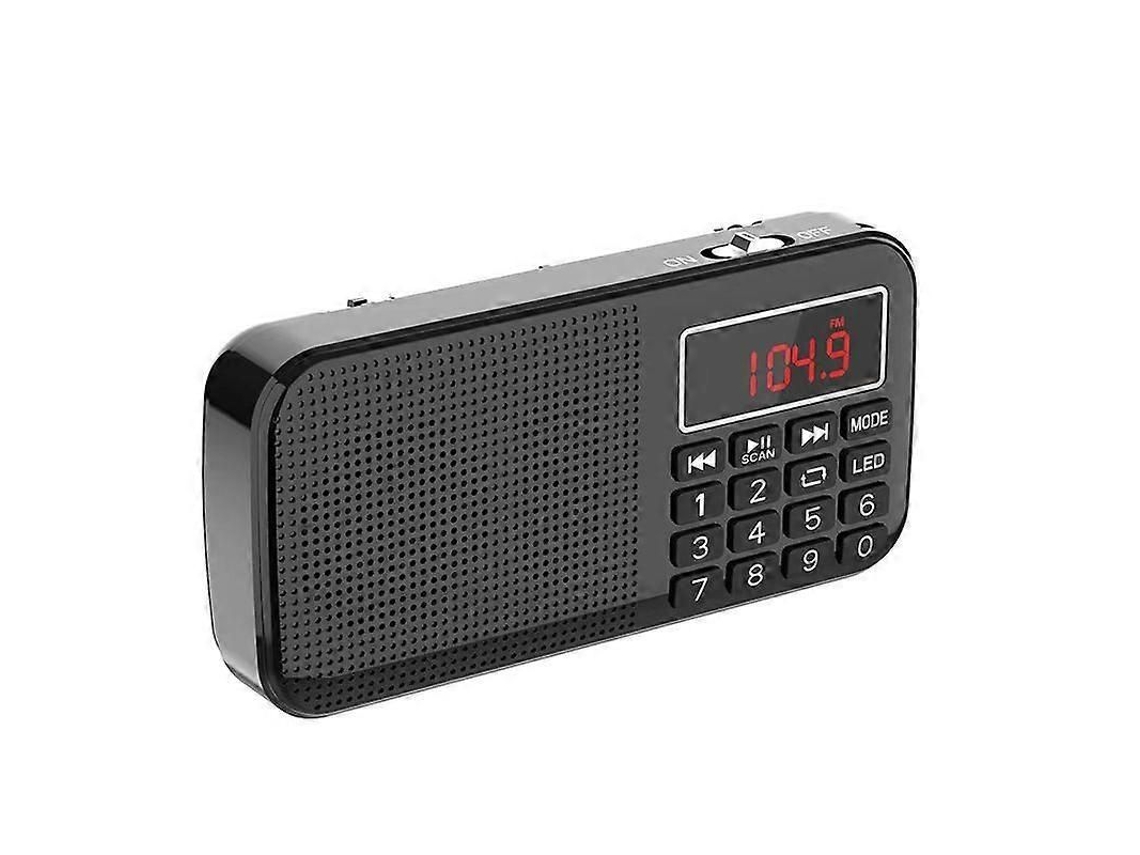 Radio portátil recargable, radio FM con batería recargable de 2400 mAh, pequeña radio digital portátil con reloj, despertador y luz.