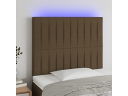 Cabecero Con Luces Led Tela Marrón Oscuro 100x5x118/128 Cm