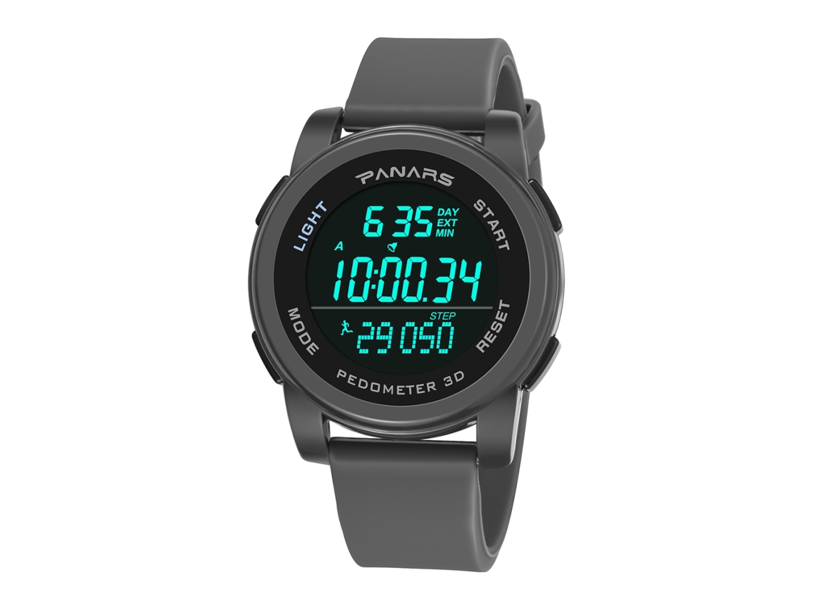 Reloj Deportivo Electrónico Para Hombre Panars, Resistente Al Agua, Luminoso, Gris.