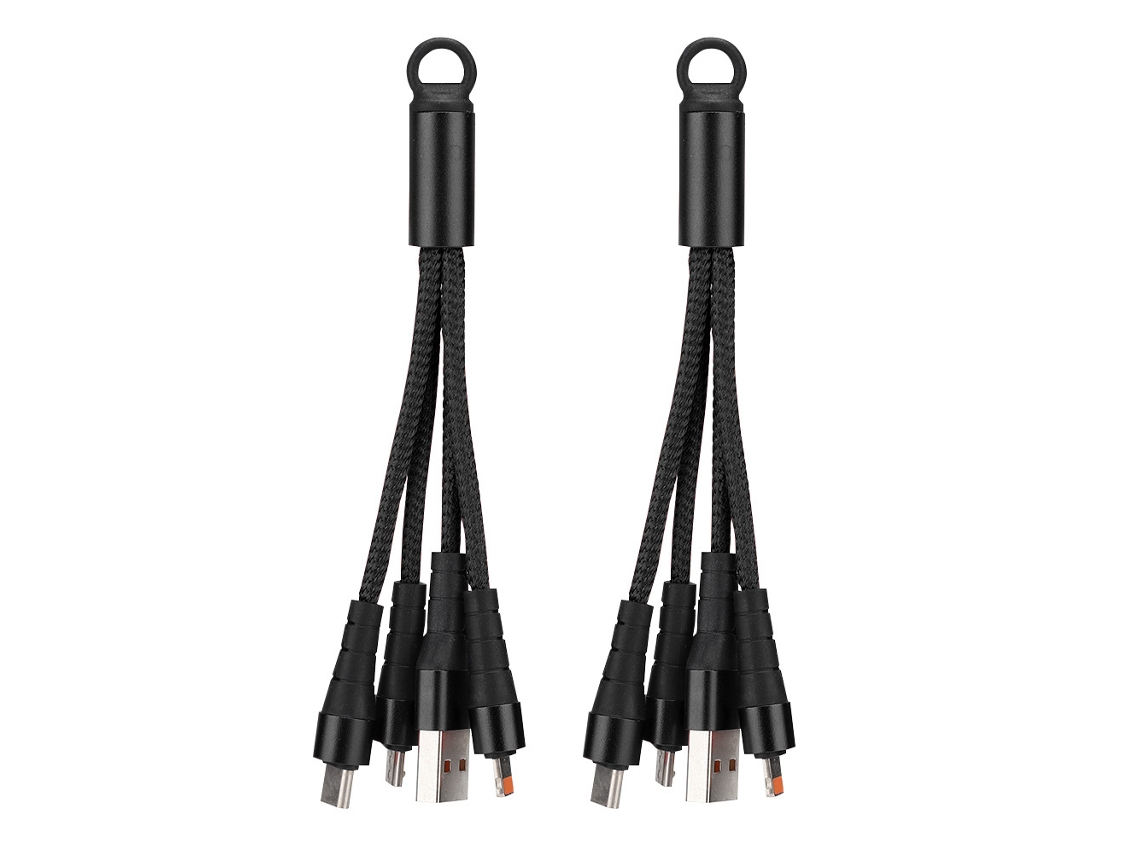 2 Pcs Cable De Datos De Carga Usb De Tela 3 En 1 Para Ios/android Portátil