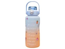 Kit De 2 Botellas Antifugas Con Acabado Degradado Esmerilado Y Pajitas, De 2000 Ml Y 800 Ml, Para Deportes Y Uso Portátil.