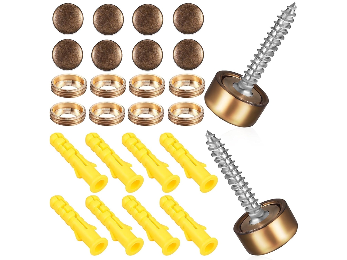 Juego 16 Tornillos Espejo Decorativos Cobre Tapas,