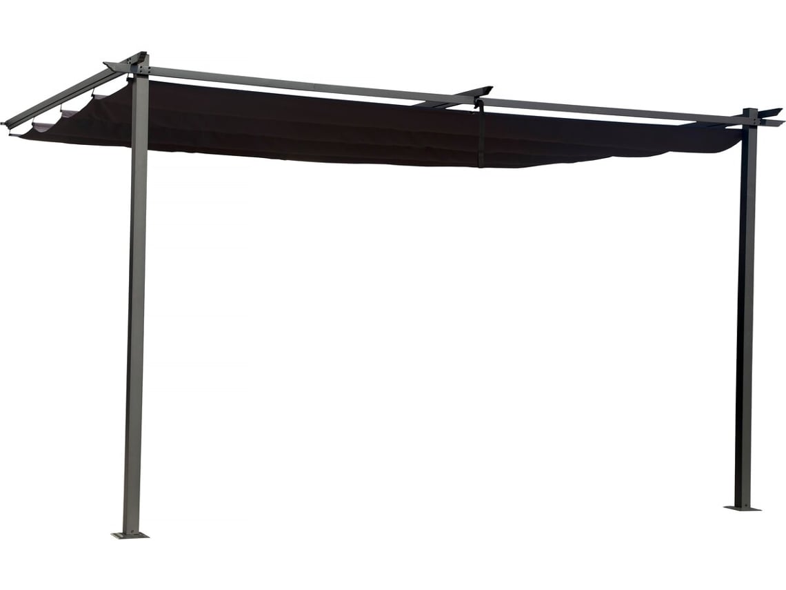 Pérgola Adosada Con Techo Retráctil - 3 X 4 M - Gris Antracita