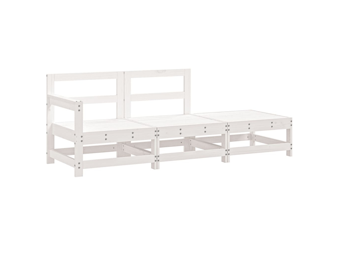 Conjunto 3 Juego de muebles de jardín VIDAXL madera maciza de pino blanco (62 x 62 x 70,5 cm)
