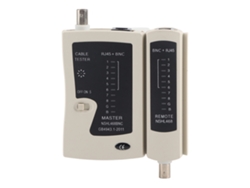 Probador de cables RJ45+BNC (sin marca) para redes y telefonía.