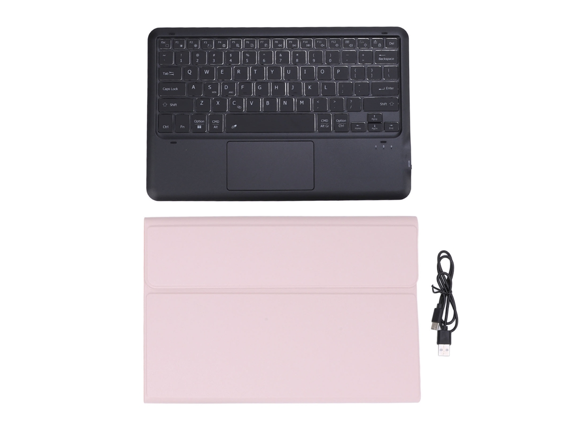 Capa Com Teclado Sem Fio Detachável E Apoio Para Caneta Com Iluminação Rgb Para Tab P12 12.7 Polegadas 2023 Tb 370fu Rosa