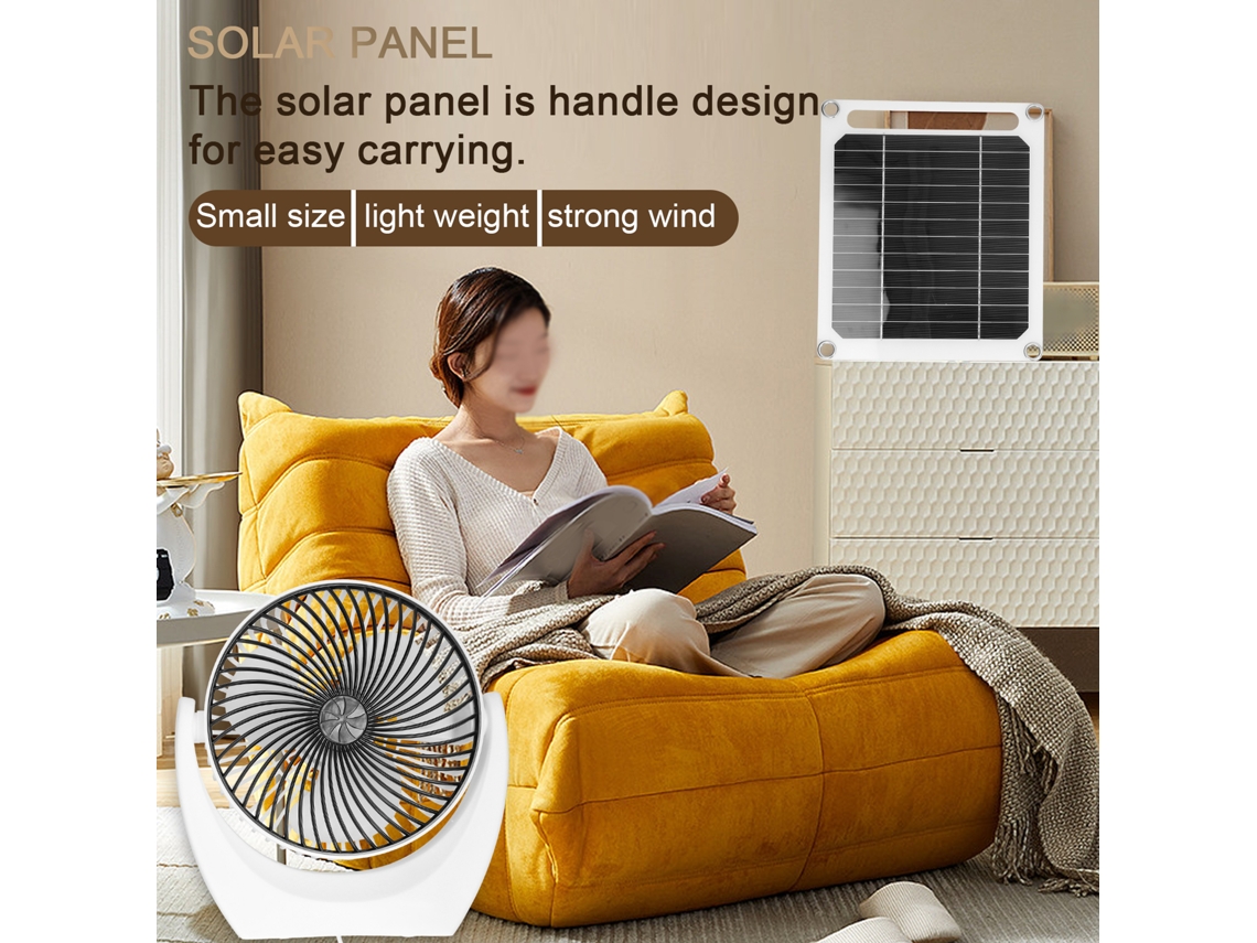 Ventilador solar portátil de 6 W con panel monocristalino recargable
