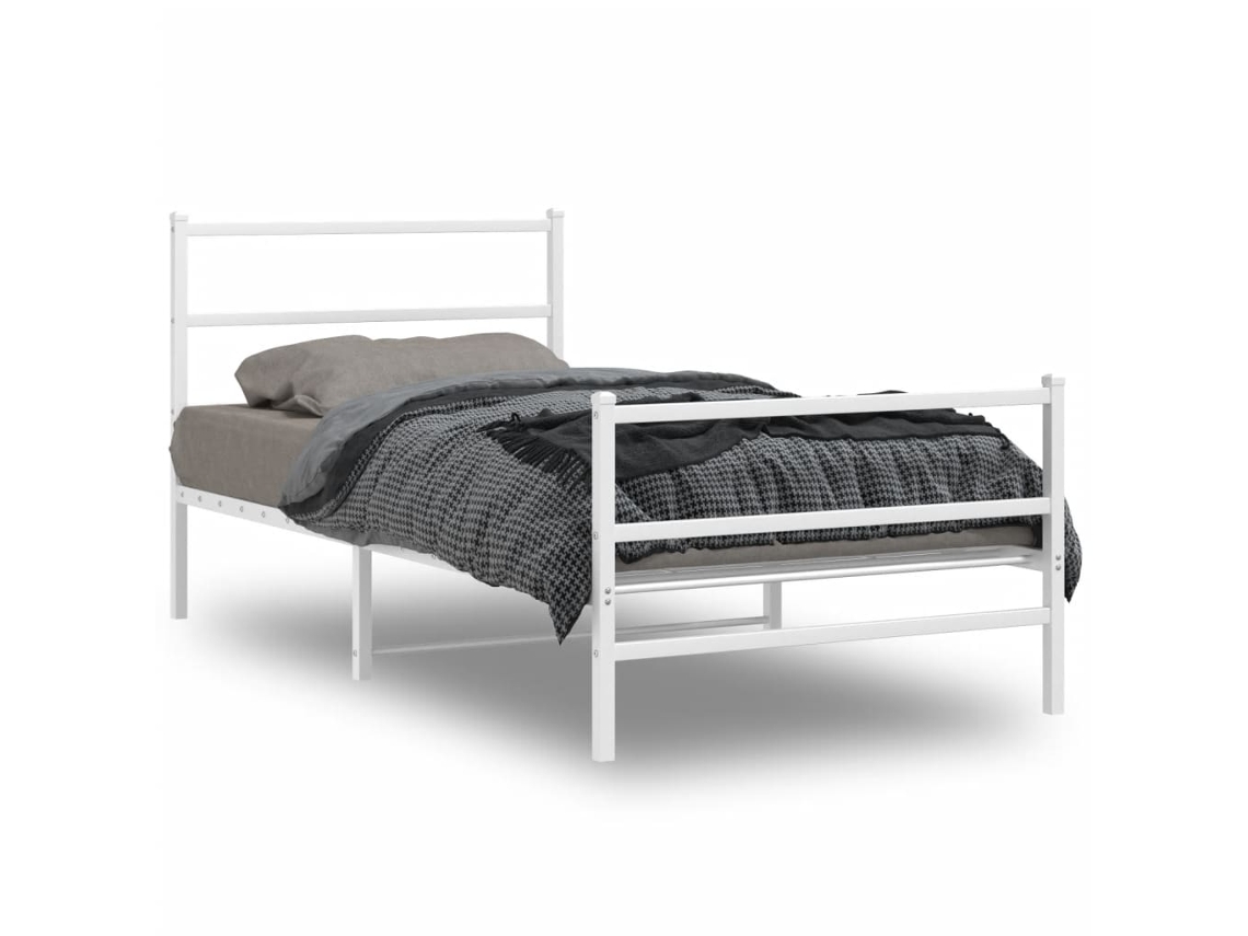 Estructura de cama con cabecero y patas VIDAXL metal blanco (100x200 cm)