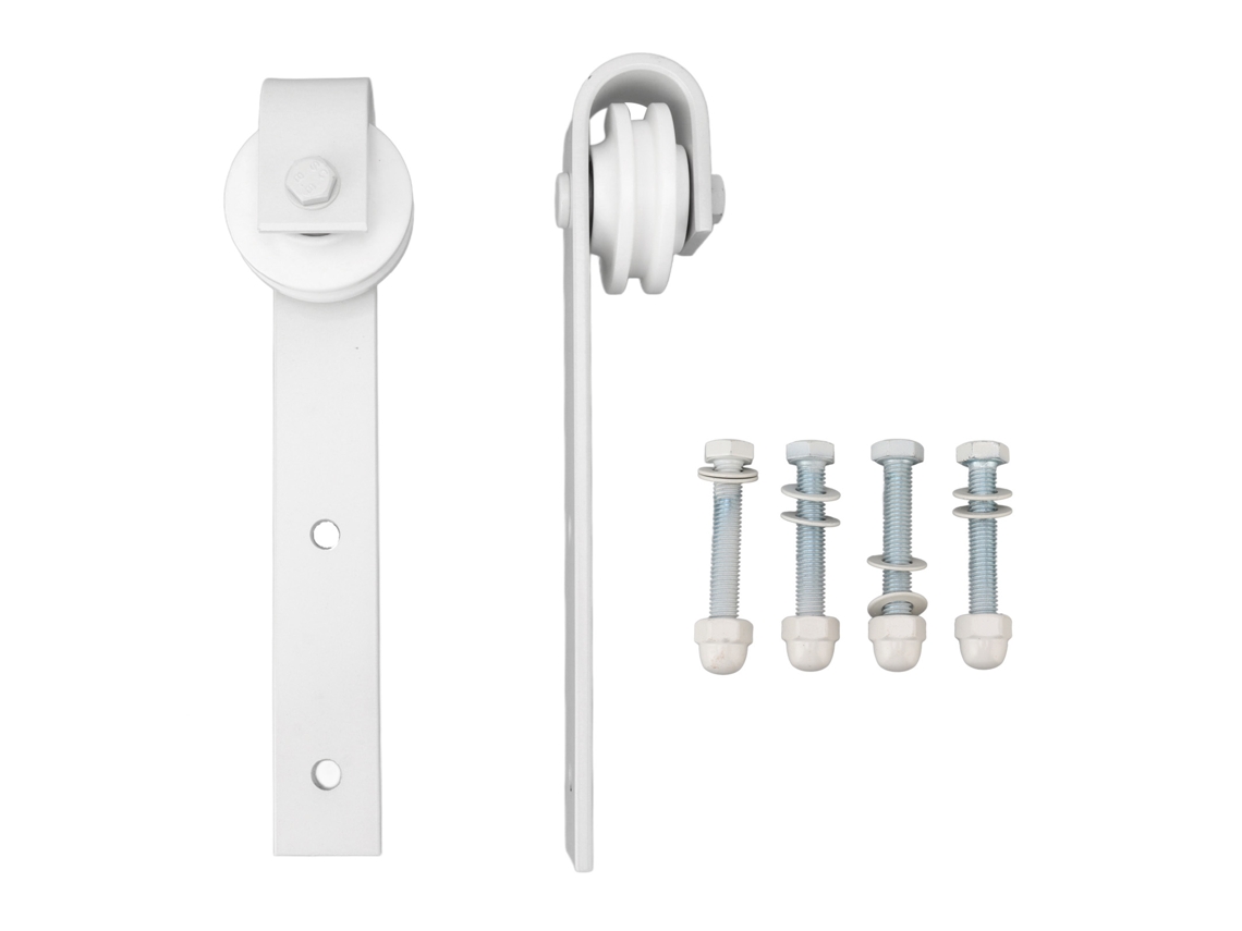 Juego de ruedas para puerta corredera, acero al carbono blanco
