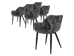 Conjunto de 6 Cadeiras de Jantar com Encosto e Apoios de Braços Assento Antracite ML-DESIGN