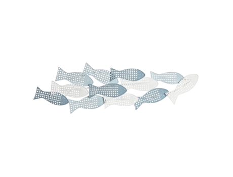 Decoración de Pared DKD Home Decor Azul Metal Blanco Mediterráneo Peces (100 x 5 x 30 cm)