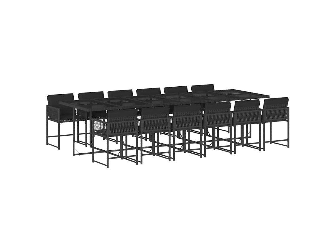 Maison Exclusive - Set Comedor De Jardín Con Cojines 13 Pzas Ratán Sintético Negro