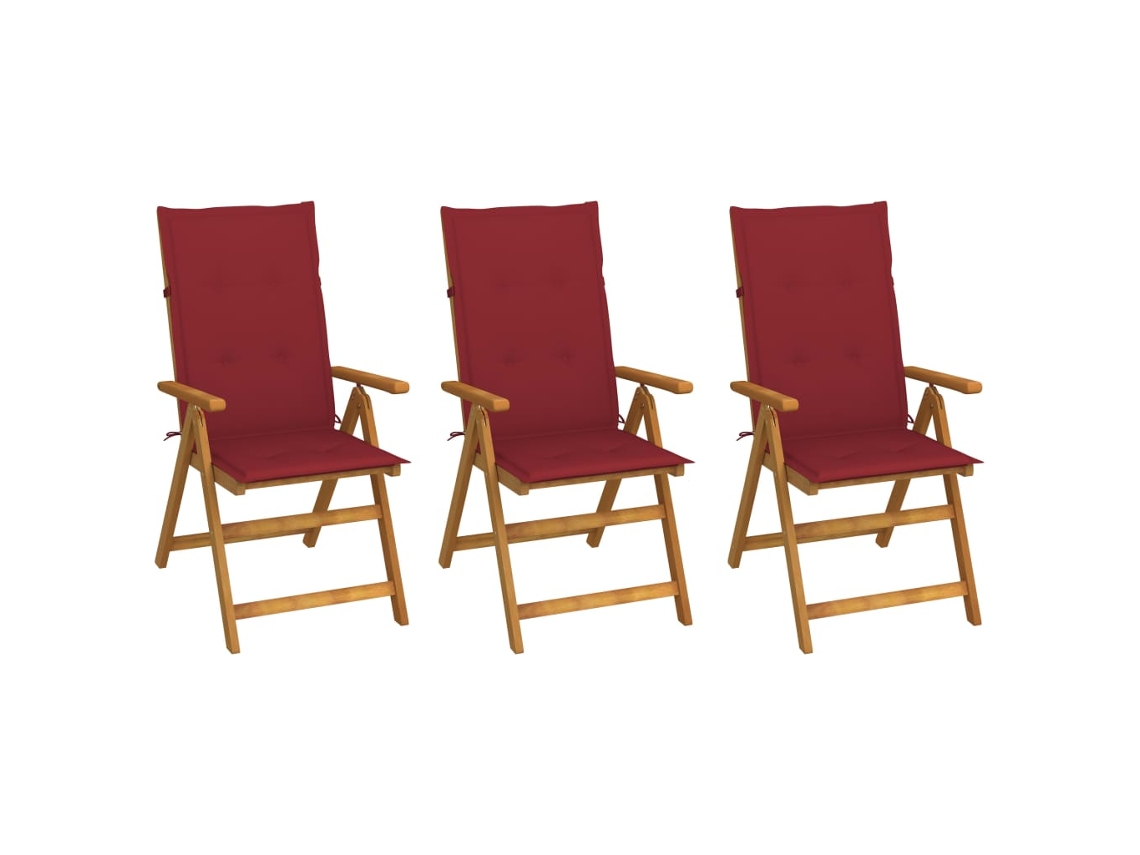 Sillas de jardín plegables de 3 piezas DKD HOME DECOR con cojines de madera maciza de acacia