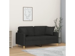 Sofá De 2 Plazas | Sofá De Salón | Sofá De Descanso Con Cojines Tela Negro 140 Cm Wsd444591