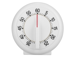 Reloj de cocina mecánico redondo con temporizador de 60 minutos y alarma.