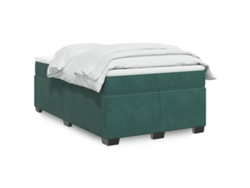 Cama Box Spring Con Colchón Terciopelo Verde Oscuro 120x200 Cm