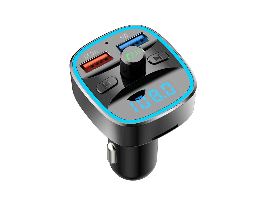 Transmisor FM Bluetooth 5.0 en el coche, cargador de coche con puerto USB dual