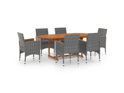 vidaXL Juego de comedor de jardín 7 piezas ratán sintético gris