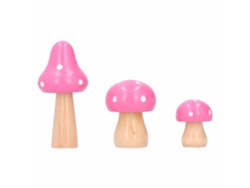 3pcs/set Decoração De Cogumelo De Madeira Cute E Inovadora Ornamentos Para Lar E Escritório Rosa