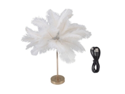 Lámpara de mesa táctil de plumas de avestruz, regulable, 3 colores, base dorada, 30 piezas, plumas