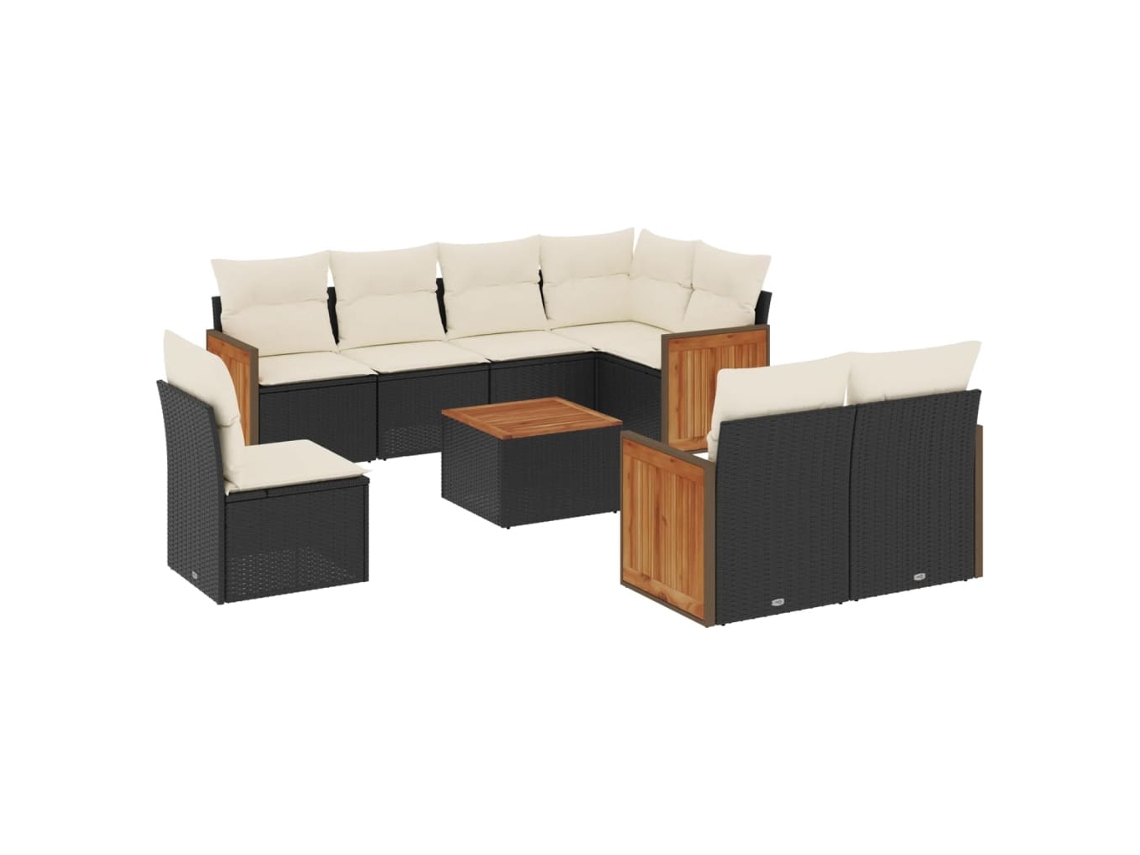 Maison Exclusive - Set De Sofás De Jardín 8 Piezas Y Cojines Ratán Sintético Negro