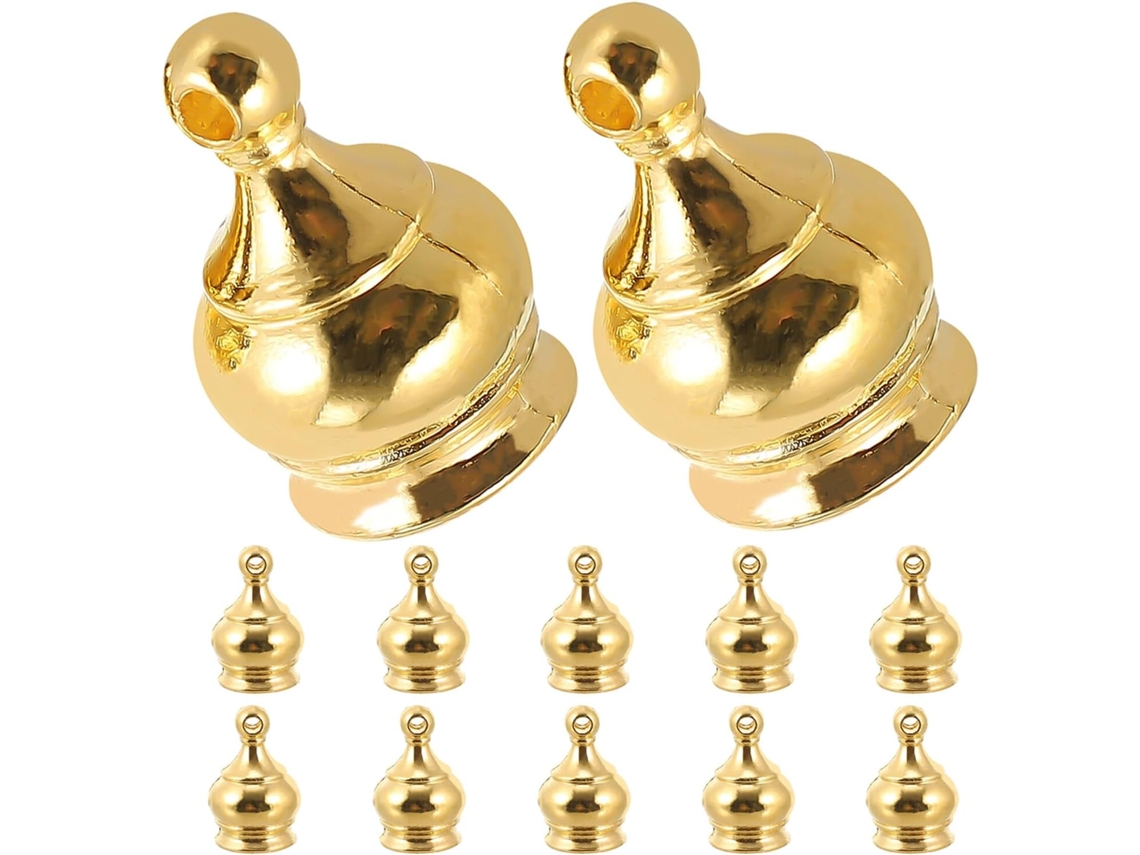 Juego De 14 Tapas Decorativas Para Extremos De Lámparas Con Forma De Corona, Fabricadas En Aleación De Zinc Dorado M10x1, Con Tuercas.
