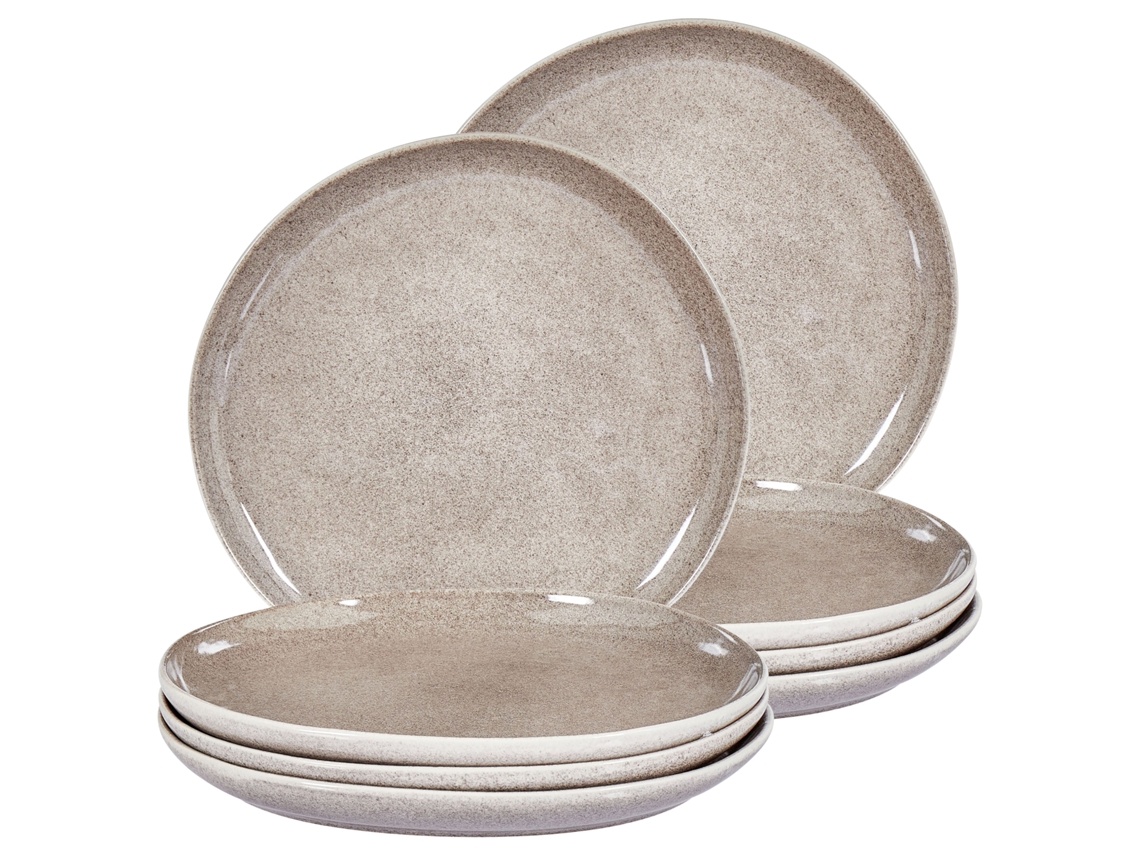Juego de 8 platos llanos Costmary en cerámica gris Beliani