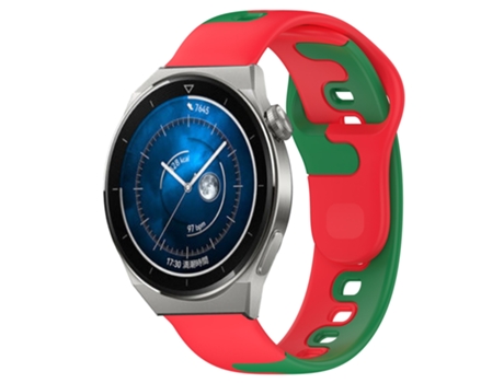 Correa de reloj inteligente para Huawei Watch GT3 Pro 43 mm 20 mm Silicona de doble color (rojo + verde)
