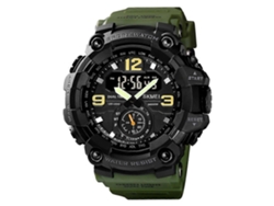 Reloj deportivo digital Skmei 1637 para hombre, de plástico, resistente a golpes, con esfera grande, color verde militar, Hengrongshen