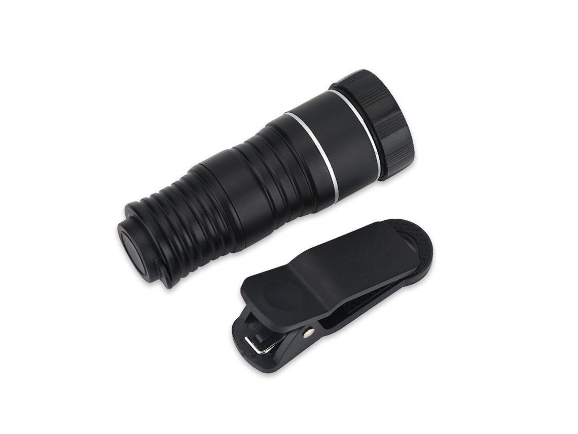 Monocular Telescopio Para Teléfono 12x Mini Portátil Exterior Universal Clip Smartphone Plata