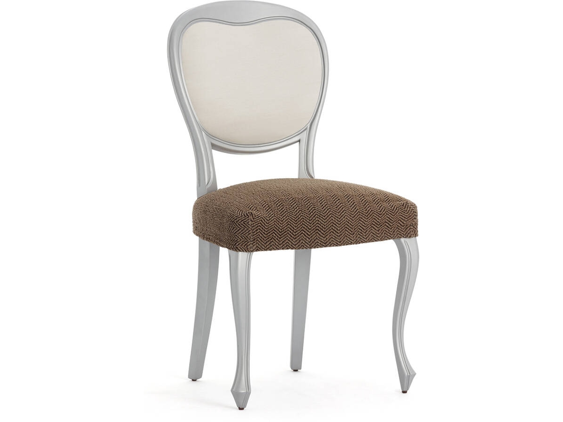 Funda de Silla EYSA Premium Jaz Pack de 2 Fundas Tejido Multielástico (50 x 50 x 5 cm - Poliéster y Algodón - Marrón)