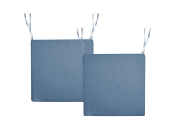 Conjunto De 2 Almofadas De Cadeira Para Jardim Beliani Sassari Premium De Poliéster Azul 46x46x5
