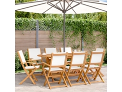 Silla de jardín plegable DKD Home Decor de 8 piezas, tela/madera, blanco crema