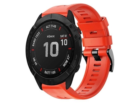 Correa para Garmin Fenix 6X Zafiro Hebilla de metal Correa de reloj de silicona de color sólido Rojo VENISYMLIS