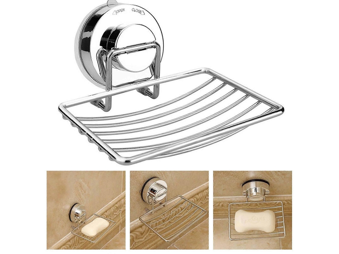 Portavasos De Jabón Con Ventosa Acero Inoxidable 304 Portaesponjas Duradero Bandeja De Almacenamiento Para Baño Y Cocina