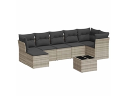 Conjunto de 8 sofás de jardín con cojines, mimbre, gris claro, MAISON EXCLUSIVE (8 piezas)