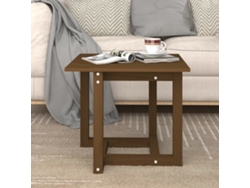 Mesa de centro HARLANV1 de 50x50x45 cm, fabricada en madera maciza de pino color miel.