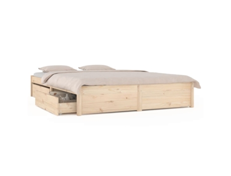 Marco de Cama de Matrimonio con Cajones MAISON EXCLUSIVE Metal Marrón (135x190cm)
