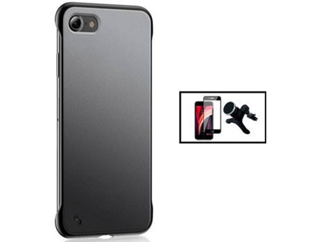 Kit Carcasa Bumper + Protector de Pantalla iPhone SE 2022 PHONECARE Transparente y Negro