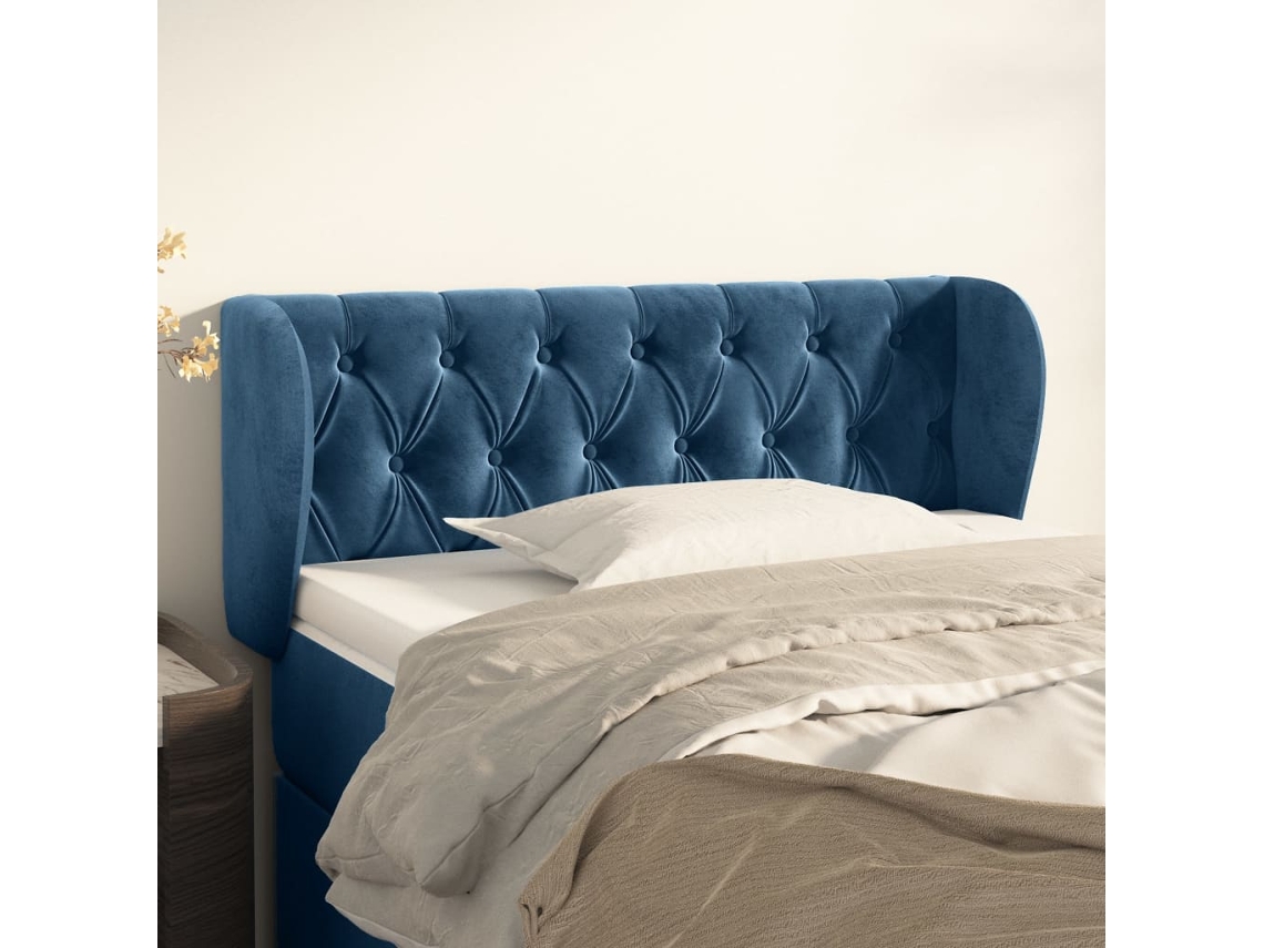 Cabecero De Terciopelo Azul Oscuro 103x23x78/88 Cm