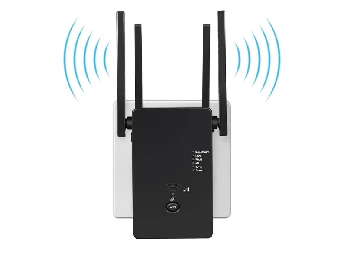 Amplificador Wifi 1200mbit/s, Banda Dupla, 4 Antenas Yizhood (preto)