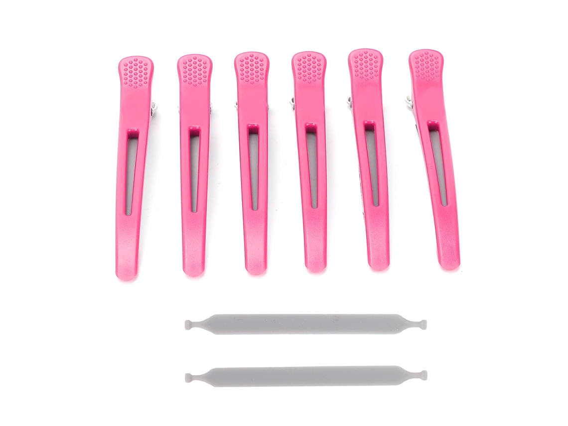 6pcs Pinzas De Pelo Profesionales Antideslizantes De Pico De Pato Para Cortar Y Estilar El Cabello (rojo Rosa)