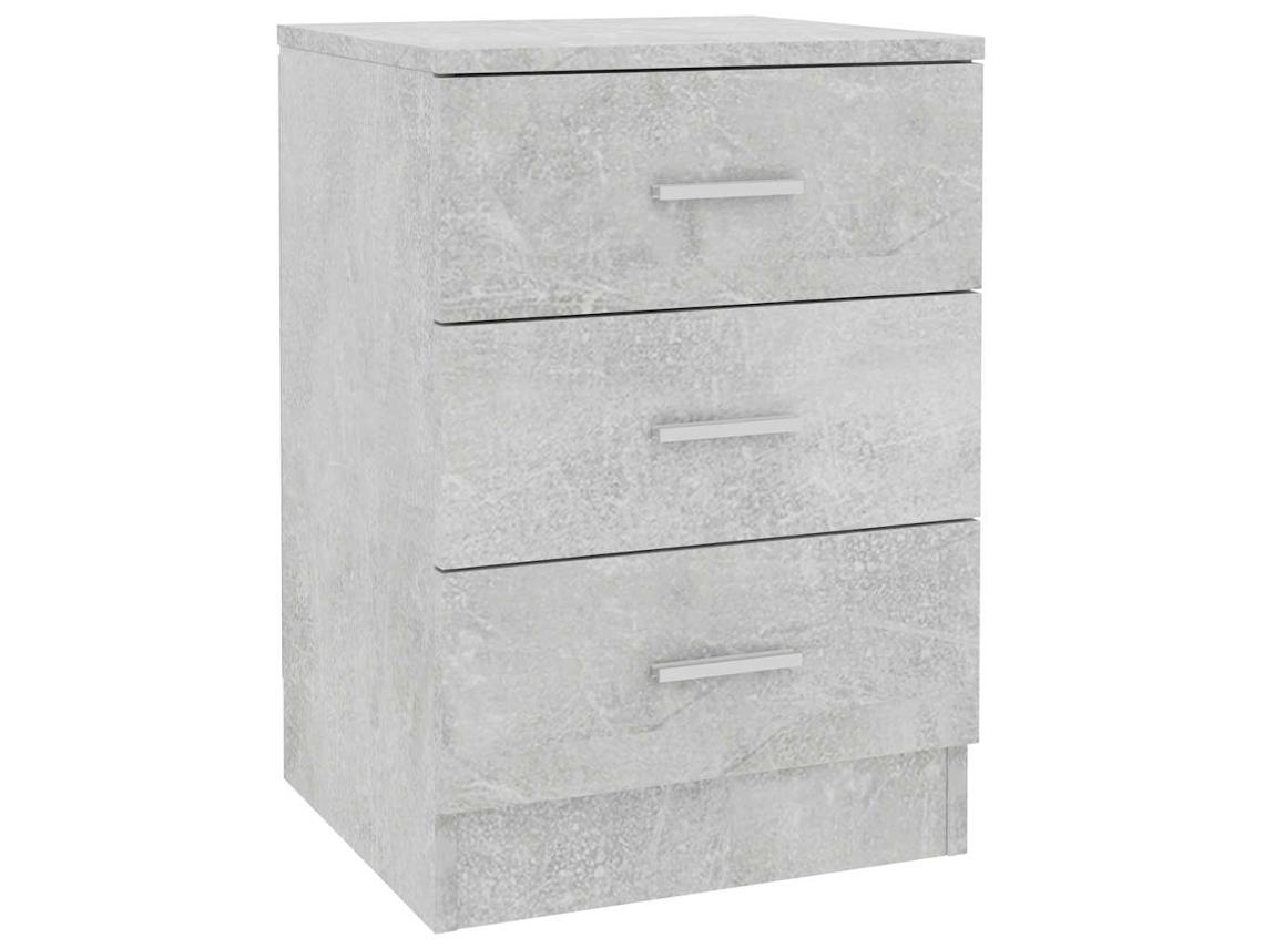 Mesita de noche de madera derivada, gris cemento, MAISON EXCLUSIVE