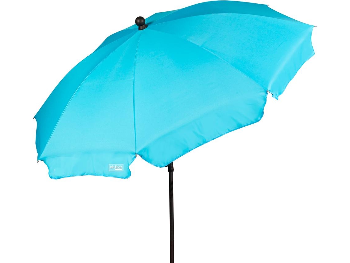 AKTIVE Sombrilla playa grande 200 cm inclinable azul UV30 c/funda