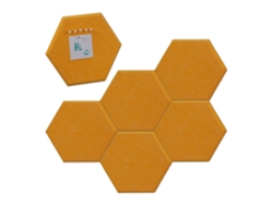 Relaxdays Set 6 Tableros De Fieltro Hexagonales, Fieltrogramas, Pizarras Anuncios, 26x30x0,9cm, Con Chinchetas, Amarillo