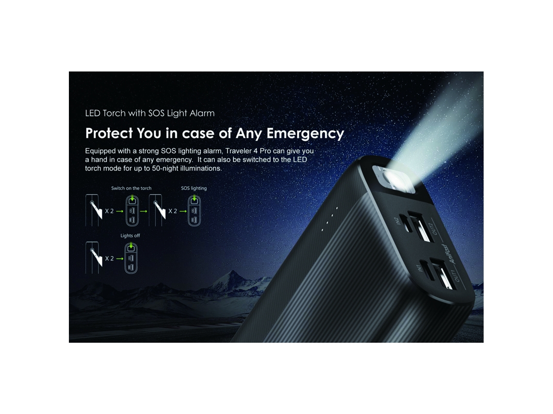 Oraimo Opb-p204d Power Bank 20000mah Carregamento Rápido 2.1a Dual Usb Portátil