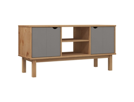 Maison Exclusive - Mueble TV OTTA madera maciza pino marrón y gris 113,5x43x57 cm